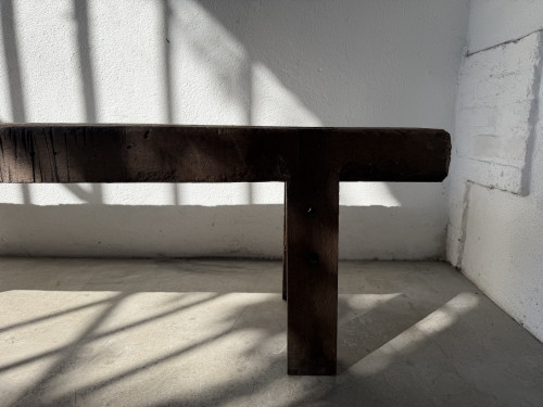 Banc Établi Brutaliste en Chêne Massif – Pièce Unique, Art Populaire XXe, vue 7