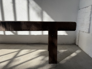 Banc Établi Brutaliste en Chêne Massif – Pièce Unique, Art Populaire XXe, vue 7