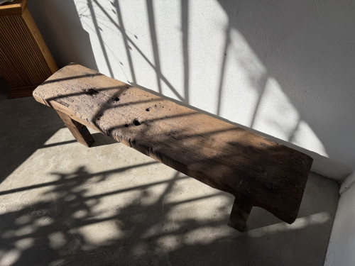 Banc Établi Brutaliste en Chêne Massif – Pièce Unique, Art Populaire XXe, vue 10