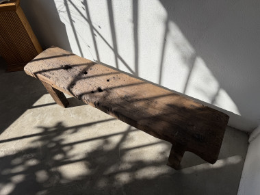 Banc Établi Brutaliste en Chêne Massif – Pièce Unique, Art Populaire XXe, vue 10