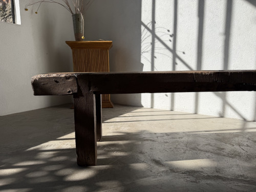 Banc Établi Brutaliste en Chêne Massif – Pièce Unique, Art Populaire XXe, vue 22