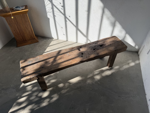 Banc Établi Brutaliste en Chêne Massif – Pièce Unique, Art Populaire XXe, vue 23