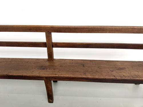 Banc de communauté en chêne massif, 1900, vue 5