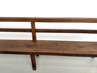 Banc de communauté en chêne massif, 1900, vue 5