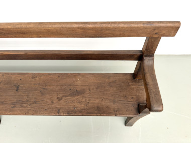 Banc de communauté en chêne massif, 1900, vue 14