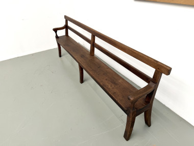 Banc de communauté en chêne massif, 1900, vue 18