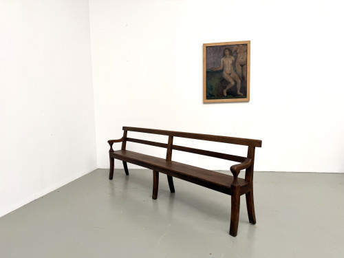 Banc de communauté en chêne massif, 1900, vue 22