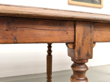 Table en chêne massif à 6 pieds tournés (1900), vue 13