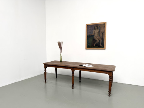 Table en chêne massif à 6 pieds tournés (1900), vue 1