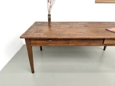 Table de ferme en pin aux pieds fuseaux, années 50, vue 4