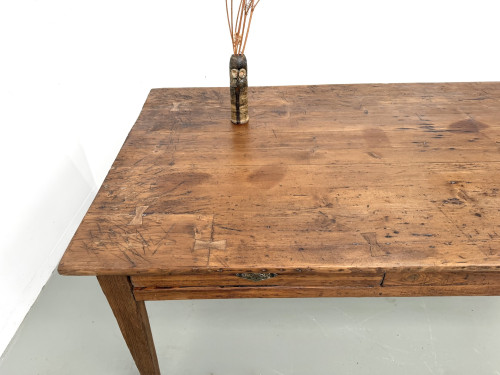 Table de ferme en pin aux pieds fuseaux, années 50, vue 5