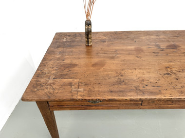 Table de ferme en pin aux pieds fuseaux, années 50, vue 5