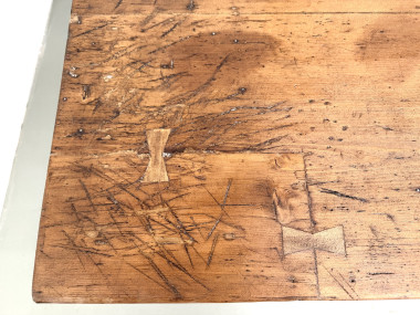 Table de ferme en pin aux pieds fuseaux, années 50, vue 7