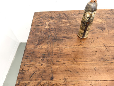 Table de ferme en pin aux pieds fuseaux, années 50, vue 8