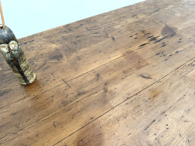 Table de ferme en pin aux pieds fuseaux, années 50, vue 9