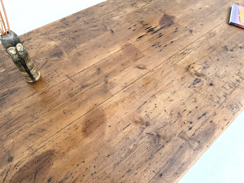 Table de ferme en pin aux pieds fuseaux, années 50, vue 10