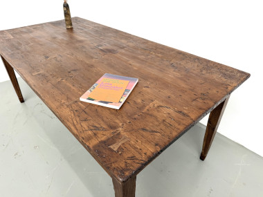 Table de ferme en pin aux pieds fuseaux, années 50, vue 13