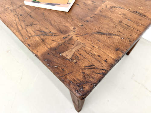 Table de ferme en pin aux pieds fuseaux, années 50, vue 14