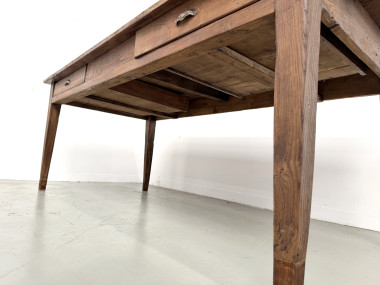 Table de ferme en pin aux pieds fuseaux, années 50, vue 16