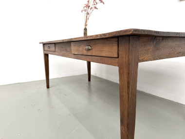 Table de ferme en pin aux pieds fuseaux, années 50, vue 17
