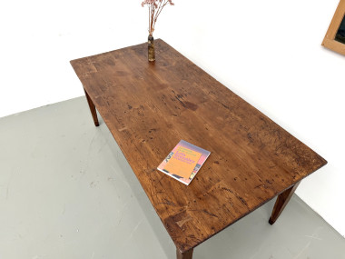 Table de ferme en pin aux pieds fuseaux, années 50, vue 19