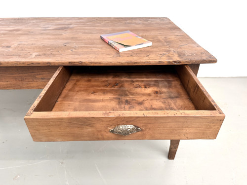 Table de ferme en pin aux pieds fuseaux, années 50, vue 20