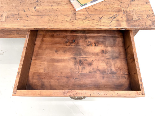 Table de ferme en pin aux pieds fuseaux, années 50, vue 21