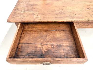Table de ferme en pin aux pieds fuseaux, années 50, vue 22