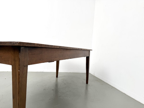 Table de ferme en pin aux pieds fuseaux, années 50, vue 23