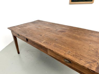 Table de ferme en pin aux pieds fuseaux, années 50, vue 27