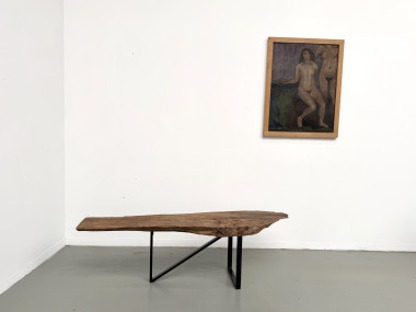 Table basse organique en peuplier massif, vue 2