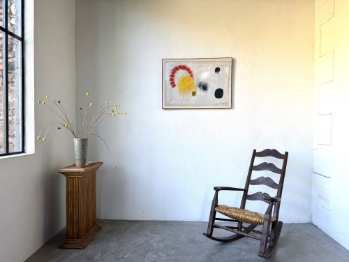 Grand tableau abstrait sur toile de lin DLG Joan Miro, vue 1