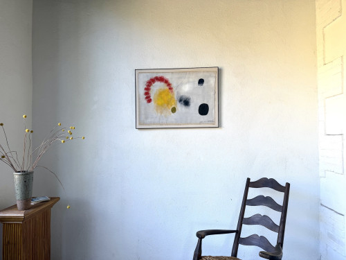 Grand tableau abstrait sur toile de lin DLG Joan Miro, vue 2