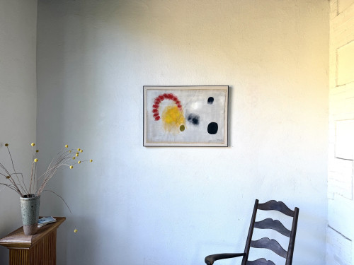 Grand tableau abstrait sur toile de lin DLG Joan Miro, vue 3