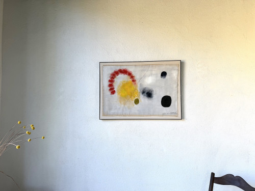 Grand tableau abstrait sur toile de lin DLG Joan Miro, vue 4