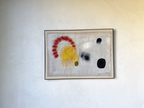 Grand tableau abstrait sur toile de lin DLG Joan Miro, vue 5