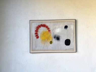 Grand tableau abstrait sur toile de lin DLG Joan Miro, vue 5