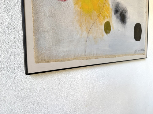 Grand tableau abstrait sur toile de lin DLG Joan Miro, vue 8