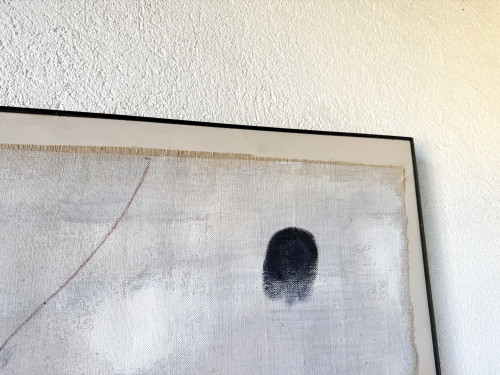 Grand tableau abstrait sur toile de lin DLG Joan Miro, vue 10