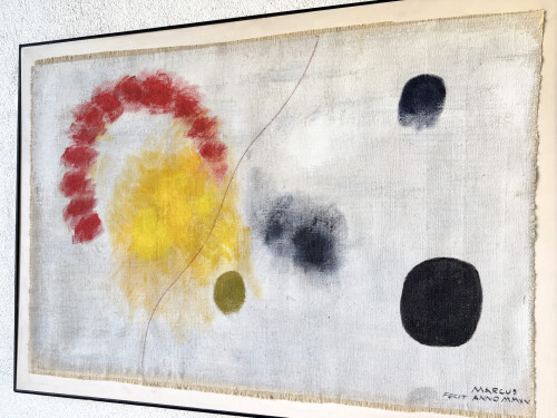 Grand tableau abstrait sur toile de lin DLG Joan Miro, vue 15
