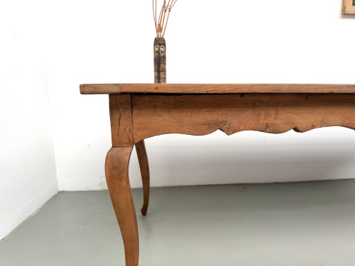 Grande table de ferme en merisier massif des années 1900, vue 12
