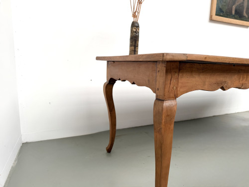 Grande table de ferme en merisier massif des années 1900, vue 13