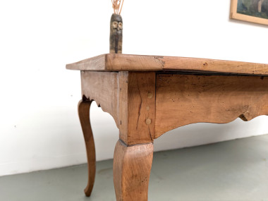 Grande table de ferme en merisier massif des années 1900, vue 14