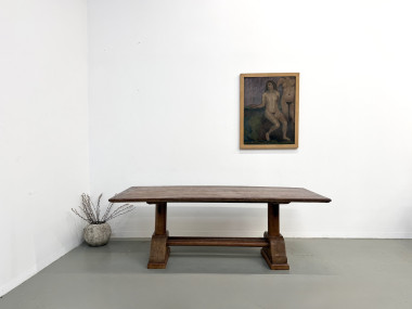 Table brutaliste en bois de palmier, vue 2