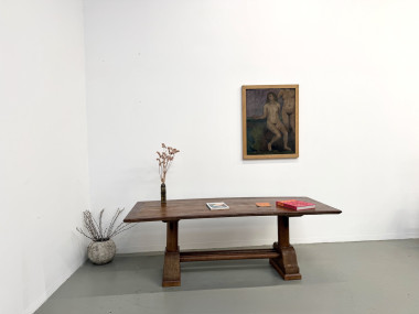 Table brutaliste en bois de palmier, vue 23
