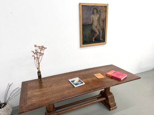 Table brutaliste en bois de palmier, vue 25