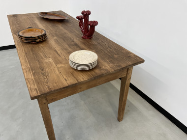 Table de ferme en pin, années 50 à 8 tiroirs, vue 13