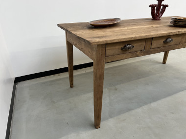 Table de ferme en pin, années 50 à 8 tiroirs, vue 17