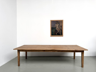Très grande table de ferme en chêne massif, années 1950 – L300 cm, vue 2