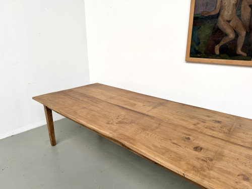 Très grande table de ferme en chêne massif, années 1950 – L300 cm, vue 4